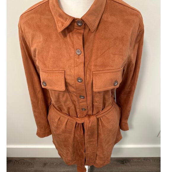 Jessica Simpson Button Front Brown Suede Dress - Picture 9 of 12